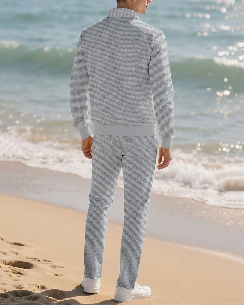 Herren Leichte Jacke Freizeitjacke Set Urlaub Täglich Atmungsaktiv Tasche 2 teilig Frühling Herbst Einfach Mode Klassisch Revers Regulär Schwarz Weiß Königliches Blau Khaki Grau Jacken 2025 - $36.99 –P6