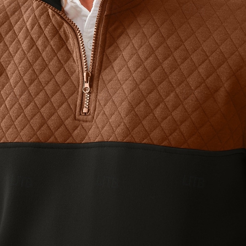 Homens Moletom Moletom Waffle Moletom de lã Moletom com capuz Moletom com zíper Preto Azul Marron Verde Cinzento Colarinho Clerical Tecido Patchwork Bloco de cor Desportos e Ar livre Casual Diário de 2025 por $32.99 –P9