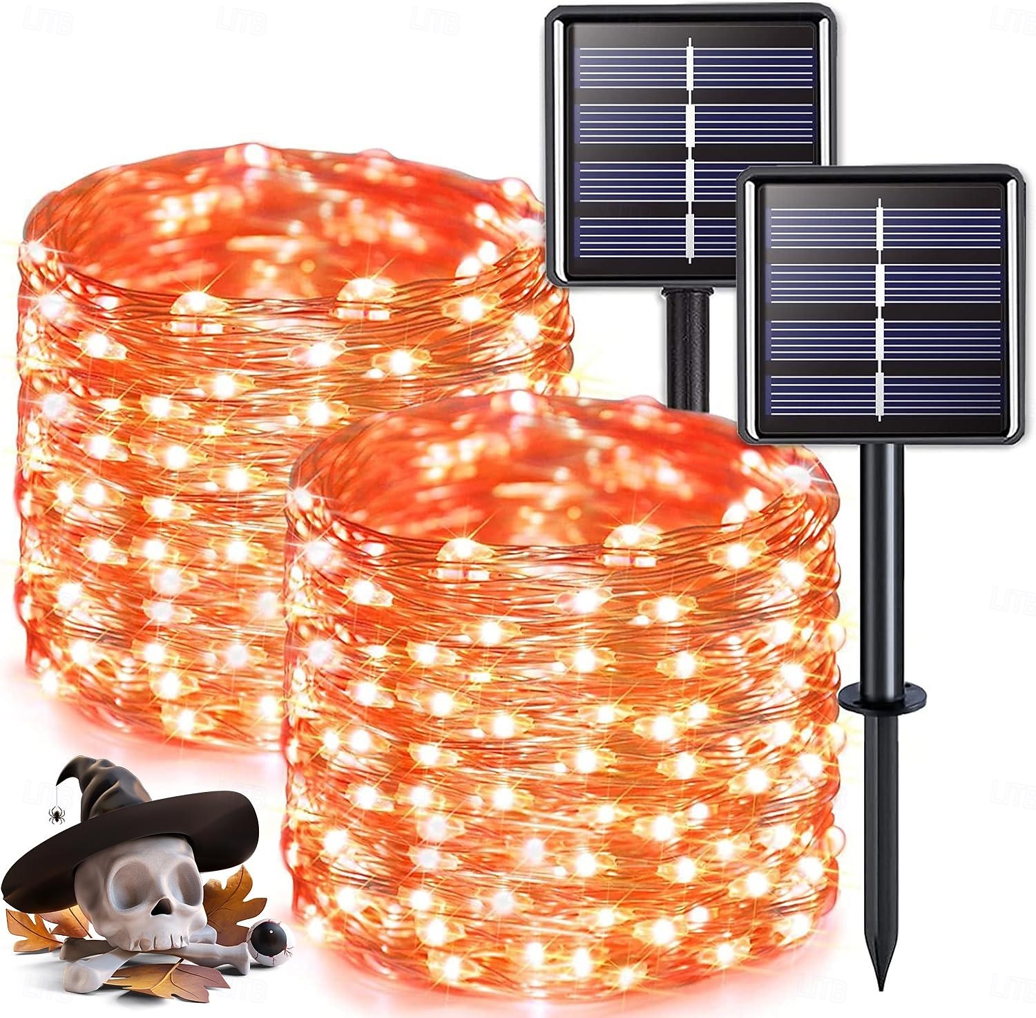 2 ks 10M/33FT 100 LED Korálky Venkovní IP44 Voděodolné Solární Fairy Světelný Řetěz Halloween Svatební Valentýna Dvůr Trávník Zahrada Festivalová Atmosféra Dekorace Měděný Drát Světlo 2026 - $14.49 –P1