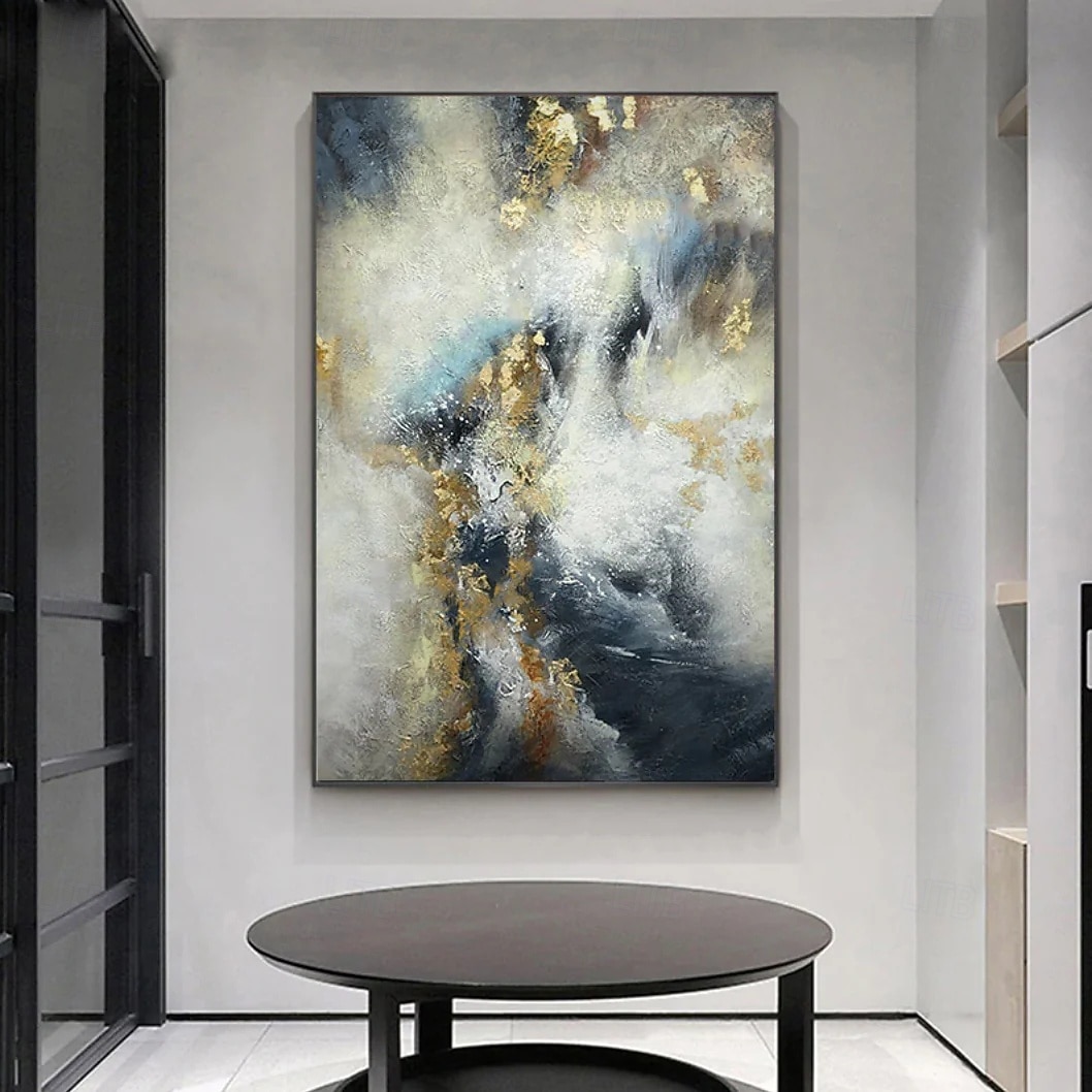 Peinture à l'huile sur toile décorative en feuille d'or, tableau abstrait moderne, tableau mural pour salon, affiches et impressions de 2025 ? $38.99 –P2