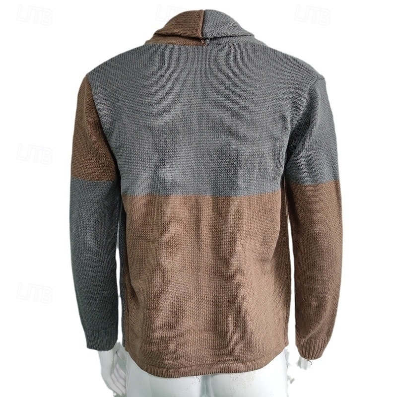 Per uomo Felpa Cardigan A Coste Maglia Top Regolari Blocco di colore Lavorato a maglia Blocco di colori Collo a scialle Vacanza Moda Casuale Abbigliamento quotidiano Abbigliamento Primavera & Autunno del 2026 a $43.99 –P5
