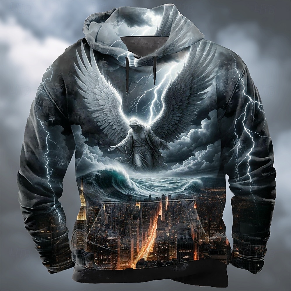 Herren 3D-Druck Jesus Kapuzensweatshirt Pullover Cool Party Langarm Rundhalsausschnitt Geschenk Streetwear Schwarz Purpur Grün Kordelzug Herbst Winter Designer S M L XL XXL XXXL 2026 - $28.99 –P1