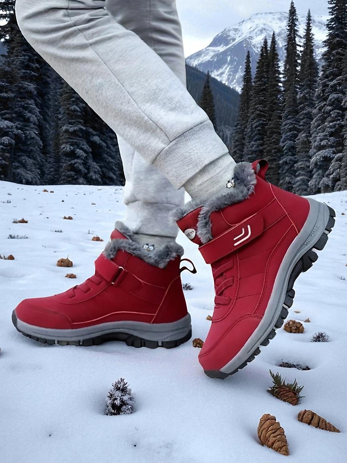 Γυναικεία σκούρα κόκκινα αδιάβροχα χειμερινά μποτάκια πεζοπορίας – βελούδινα, αντιολισθητικά παπούτσια για χιόνι, ζεστά παπούτσια πεζοπορίας και ταξιδιού 2026 - $46.99 –P3
