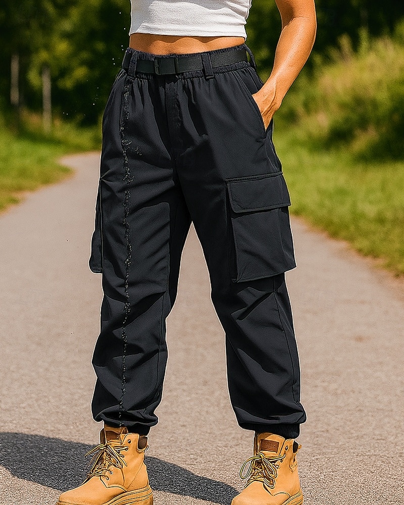 Per donna Pantaloni Cargo Pantaloni da escursionismo Esterno Vestibilità regolare Impermeabile Antivento Pantaloni Tasca Nero Bianco Campeggio / Escursionismo Corsa S M L XL XXL del 2025 a $35.99 –P4