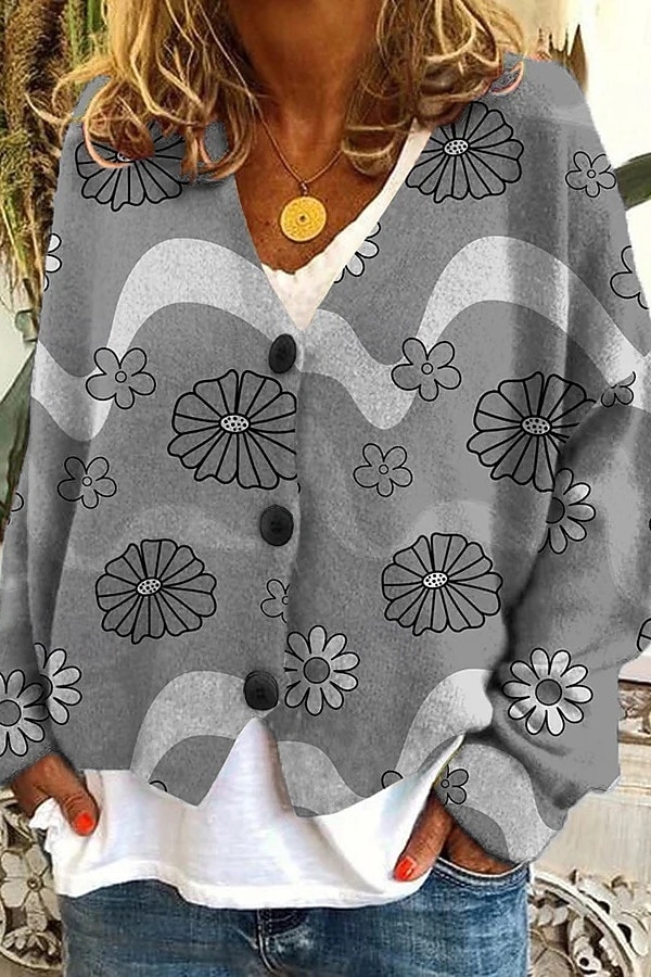 Damen Strickjacke Pullover Mit Wabenstruktur Knopfleiste V-Ausschnitt Langarm Leicht Elegant Streetwear Grafisch Geometrisch Knopfprint Tops Strick Outdoor Alltag Wochenende Marineblau Blau Frühling 2025 - $28.99 –P2