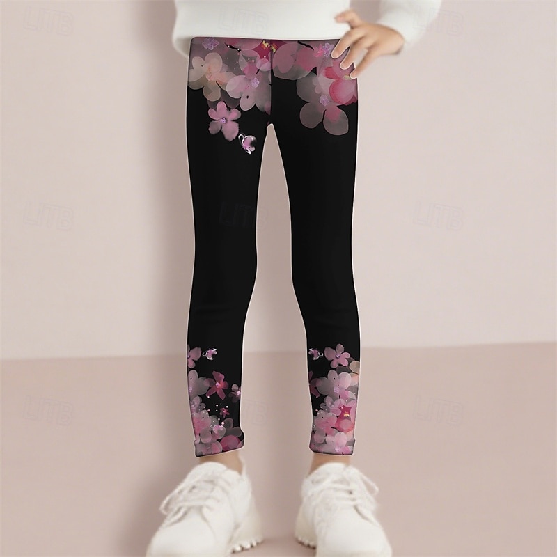 Voor meisjes 3D Bloemig Broek Legging Lente Herfst leuke Style Basic Kinderen 4-12 jaar Buiten Casual Dagelijks Normale pasvorm 2025 - $10.49 –P1