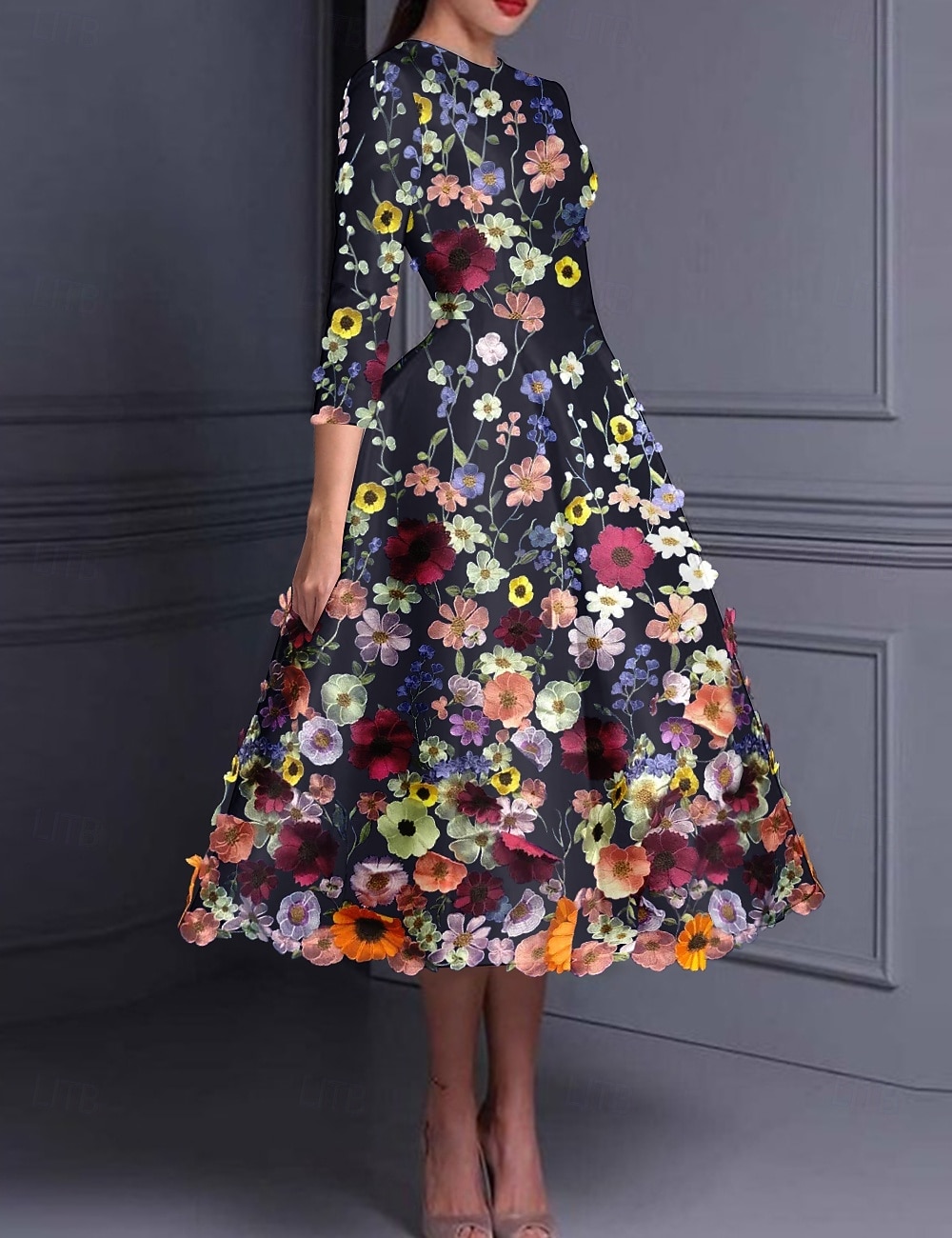 Ligne A Robes de Cocktail Élégant Robe de soirée Formel Mariage Longueur cheville Demi Manches Col ras du cou Poche Satin Dos nu avec Appliques 2025 de 2025 ? $159.99 –P1