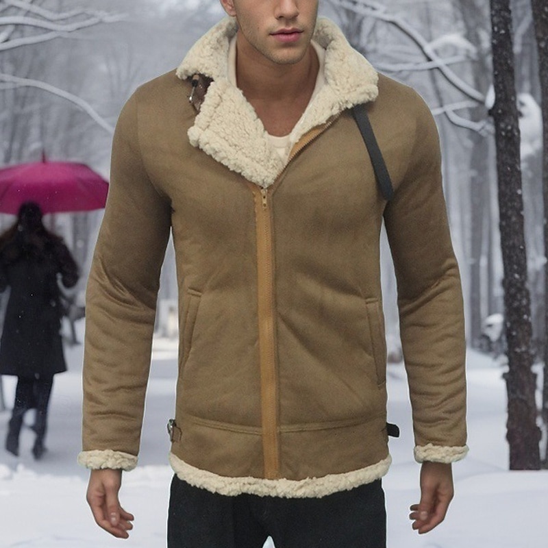 Miesten Talvitakki Sherpa takki Loma Päivittäin Pidä lämpimänä Tasku Fleece Talvi Tavallinen Muoti Katutyyli Kauluskäänne Normaali Musta Keltainen Viini Kahvi Jackets 2025 - $48.99 –P2