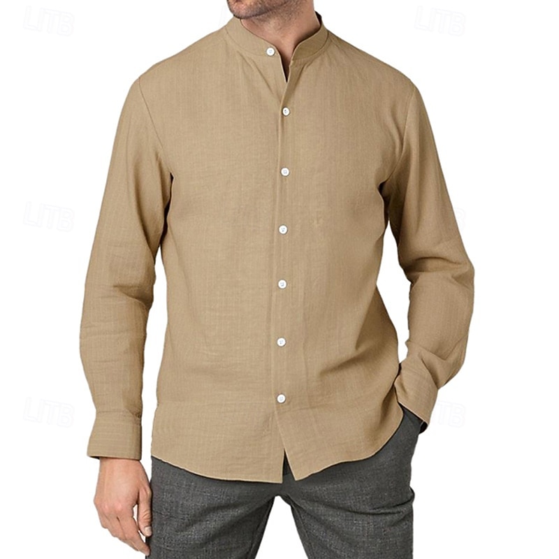 Per uomo Camicia Camicia Estiva Camicia casual Camicia da Spiaggia Camicia con Bottoni Nero Bianco Kaki Azzurro Manica Lunga A righe Colletto alla coreana Vacanza Camicia hawaiana Abbigliamento del 2025 a $28.99 –P10