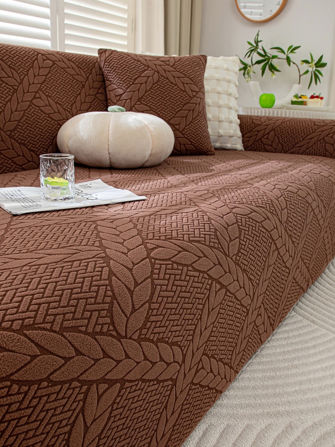 Copridivano in velluto jacquard con linea geometrica, 1 pezzo, copridivano elastico in stile semplice, adatto agli animali domestici, antiscivolo, antipolvere, lavabile in lavatrice, protezione per del 2025 a $30.99 –P2