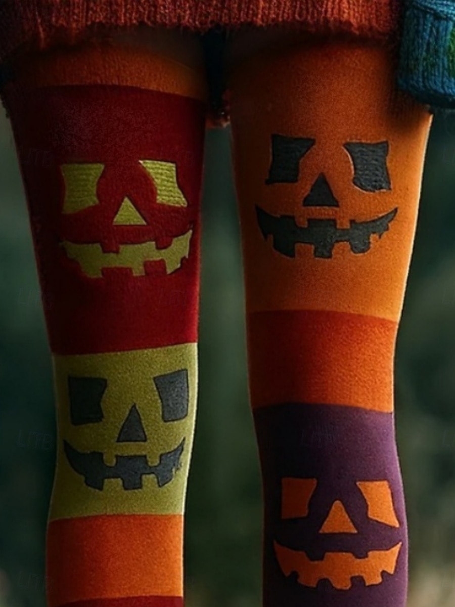 Жен. Брюки Леггинсы Уютные леггинсы Уличный стиль На каждый день Полная длина ЗавышеннаяPantsHalloween Тыква Эластичная талия С принтом Воздухопроницаемость Удобный Эластичная 2025 - $23.99 –P3