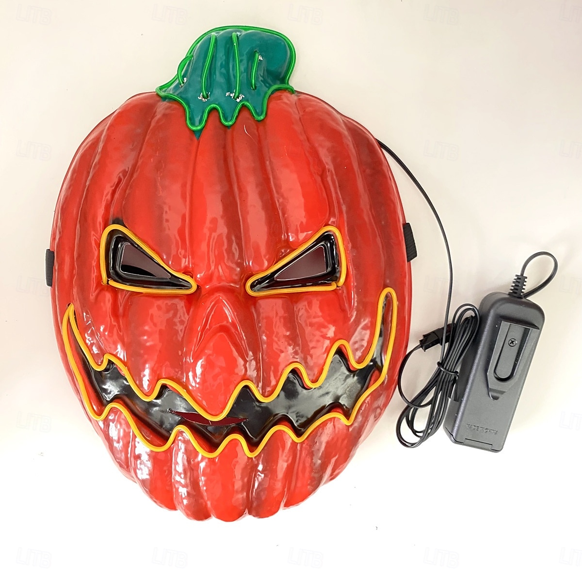 1 db 28 * 21 cm-es halloweeni led hidegfényű tökfej horror led világító maszk beltéri és kültéri csapattánc tökfej dekoratív kellék AA elemdoboz 2025 - $9.99 –P2