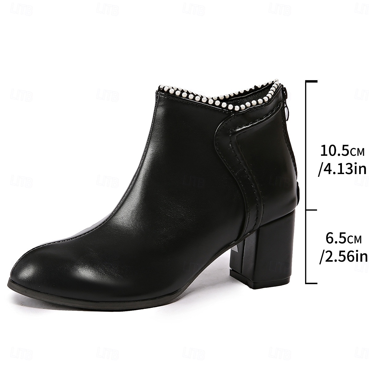 Botas femininas de cano curto com detalhes em pérolas - botinhas curtas de salto bloco e estilo urbano chique para looks casuais e de rua da moda de 2025 por $34.99 –P8