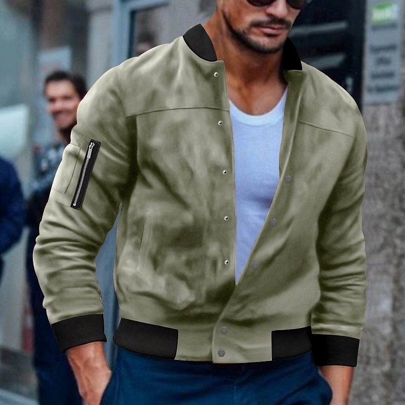 Per uomo Giubbotto bomber Giacca Casual Giacca in camoscio Vacanza Quotidiano Caldo Tasca Autunno Inverno Semplice Moda Classico Collo alla coreana Regolare Nero Rosso Blu marino Marrone Verde Giacca del 2025 a $36.99 –P18