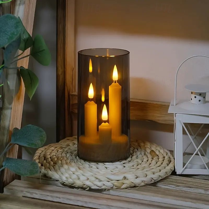 2026年 2個アクリルフレームレスキャンドルライトバッテリー駆動キャンドルスタンドライトウェディングパーティーファミリーディナーの雰囲気ホリデー装飾用  コレクション – $21.99 –P5