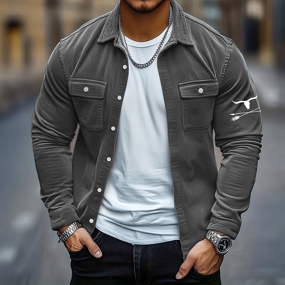 Ανδρικά Εκτύπωση αγελάδας Κοτλέ πουκάμισο Μπουφάν πουκάμισο Παντελόνι Μακρυμάνικο Vintage ρετρό ΕΞΩΤΕΡΙΚΟΥ ΧΩΡΟΥ Καθημερινή Ένδυση Φθινόπωρο Χειμώνας Απορρίπτω 2026 - $31.99 –P3