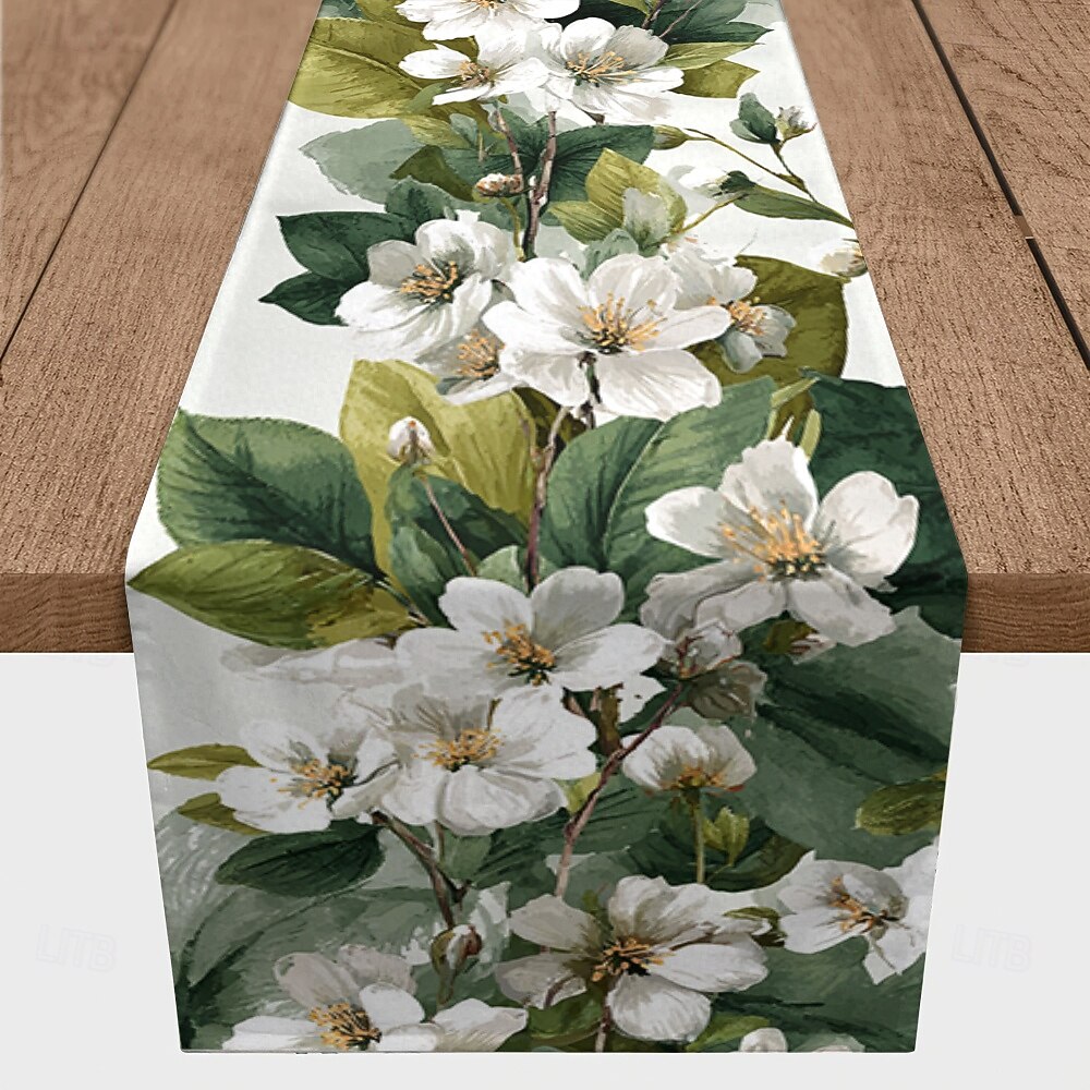1 camino de mesa con estampado de flores, decoración de mesa rectangular para comedor, banquetes y uso al aire libre. 2025 - $13.49 –P3
