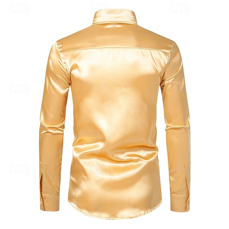 Per uomo Camicia Come la seta Camicia in raso Camicia elegante Camicia casual Camicia con Bottoni Semplice Performance Abbigliamento da Festa Nero Bianco Giallo Rosso Manica Lunga Bavero Primavera del 2025 a $21.99 –P10