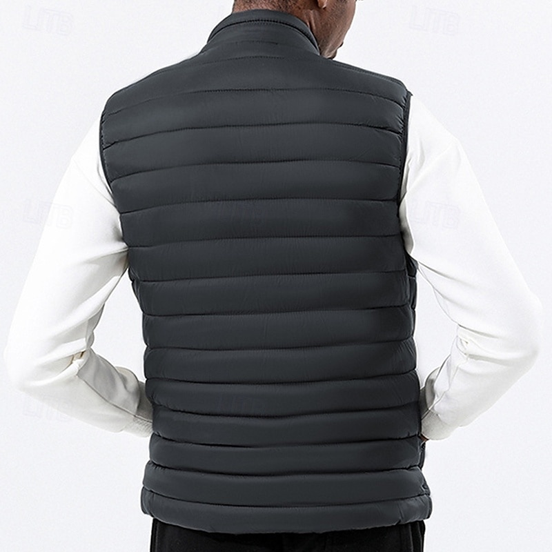 2026年 男性用 パファーベスト ベスト ジレ バケーション 日常 デート ファッション カジュアル 冬 ポケット ナイロン 保温 快適 純色 ジッパ－ スタンド レギュラー ブラック イエロー ワイン アーミーグリーン ベスト  コレクション – $43.99 –P11