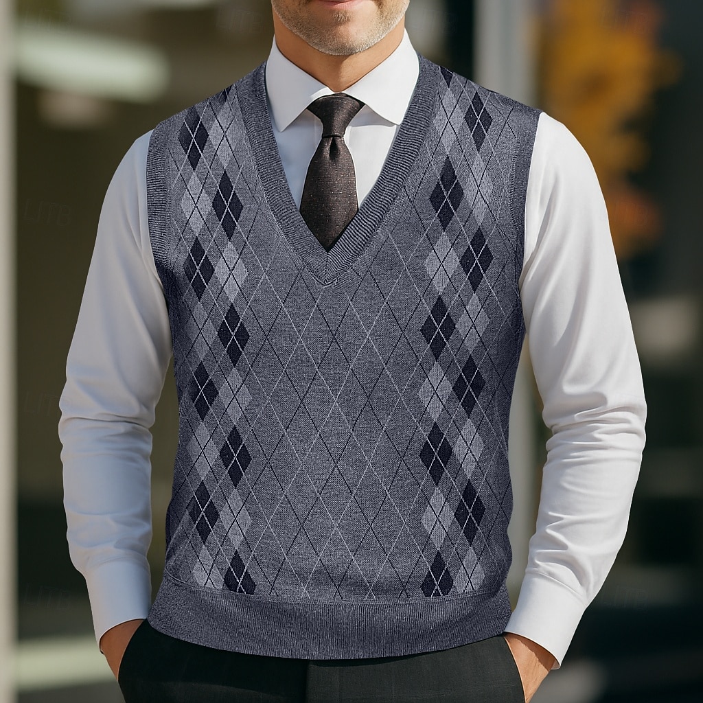 Herren Pullover Pullunder Weste Gerippt Stricken Normale Oberteile Gestrickt Schmale Passform Einfach V Ausschnitt Strickware Zeitgenössisch Lässig Alltagskleidung Bekleidung Herbst Blau Hellgrau L 2026 - $22.99 –P1