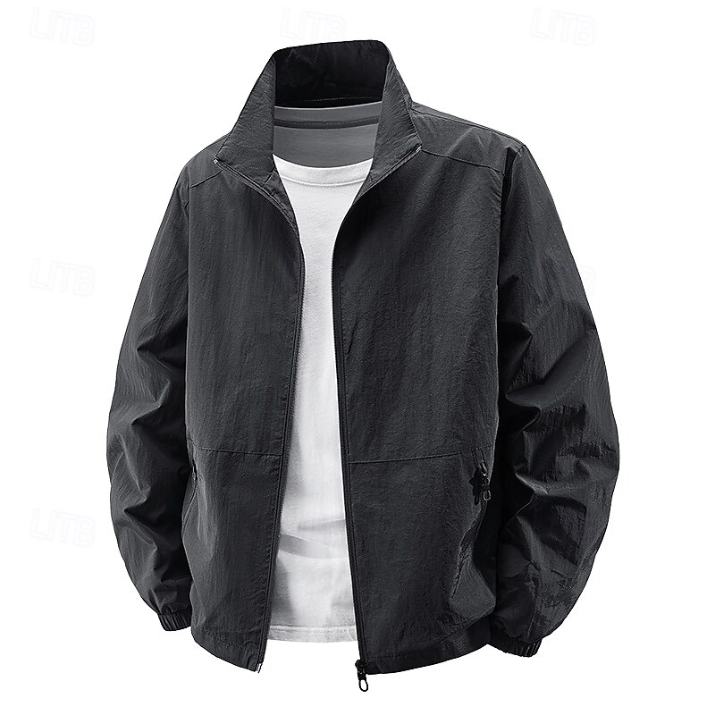 Per uomo Giacca Leggera Giacca Casual All'aperto Vacanza Caldo Cerniera Tasca Autunno Inverno Semplice Moda Streetwear Colletto Mao Regolare Nero Cachi Verde militare Blu scuro Grigio Giacca del 2026 a $37.99 –P5