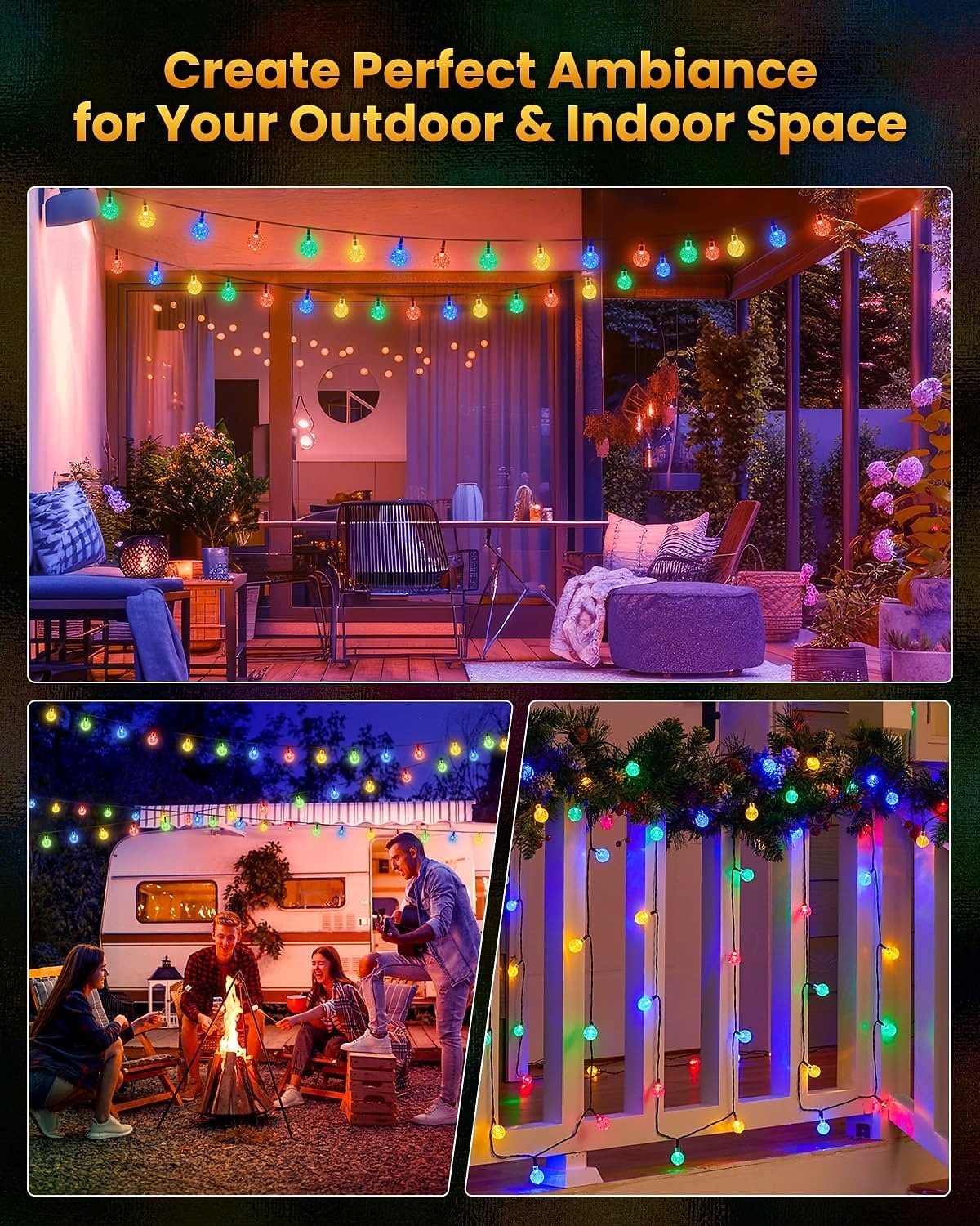 Solar Glühbirnen Lichterkette Außen 50 LEDs 7m Kristallball Solarlicht 6.5m 30 LEDs Außen IP65 wasserdicht 8 Modelle Lichterkette Feenlampen Solar Garten Girlanden Dekoration 2026 - $15.49 –P4