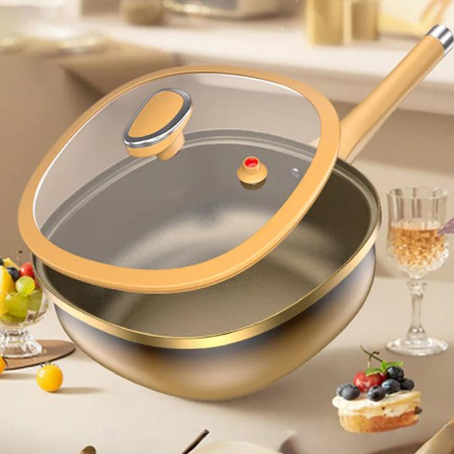 2025年 12インチのチタン合金ノンスティックポット、蓋付きチタンノンスティックフライパン、卵焼き、炒め物、煮込み、蒸し煮、その他の調理に  コレクション – $42.99 –P2