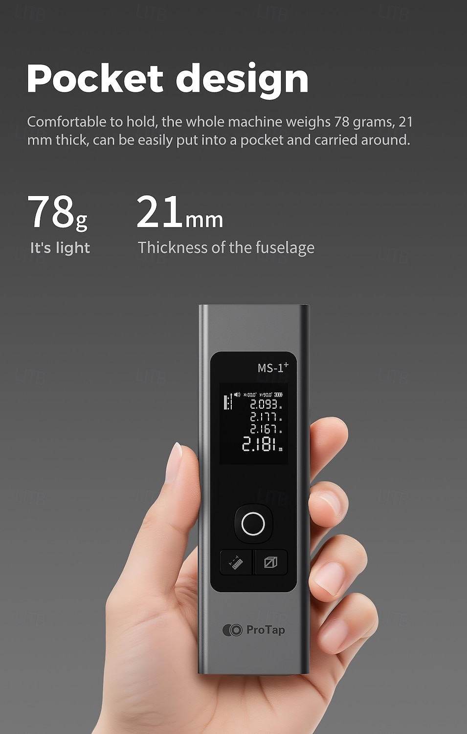 Protap mini laseravståndsmätare lätt och bärbar LCD-skärm avståndsmätare ultralång batteritid lasertyp MS-1 2025 - $46.99 –P9