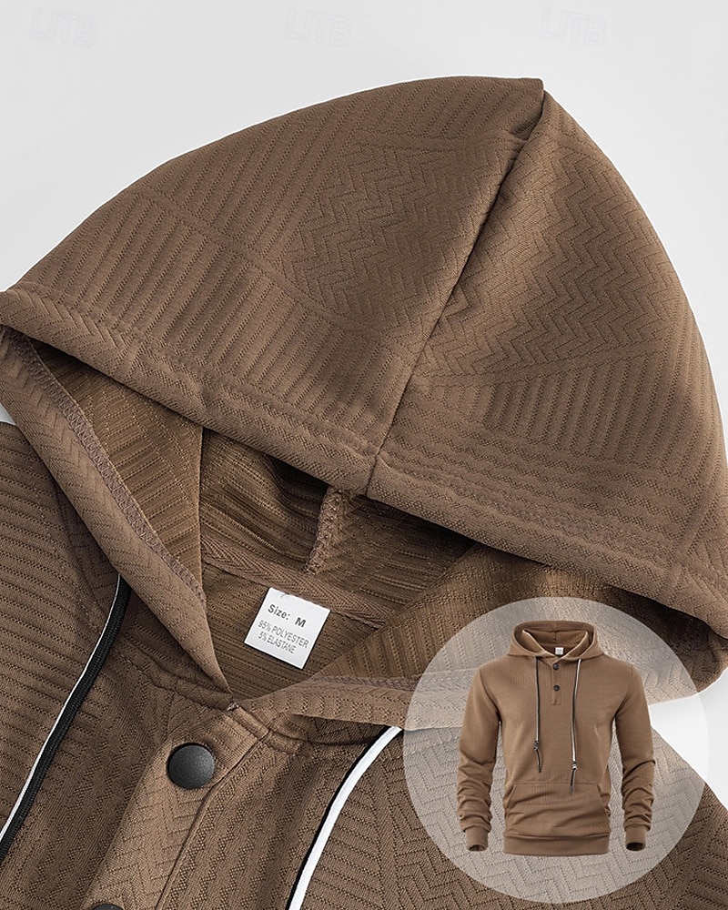 Homens Moletom Moletom com capuz Preto Branco Amarelo Azul Marinha Café Com Capuz Tecido Jacquard Com Cordão Bolsos Estriado Desportos e Ar livre Diário Feriado Poliéster Roupa de rua Básico Casual de 2025 por $23.99 –P6