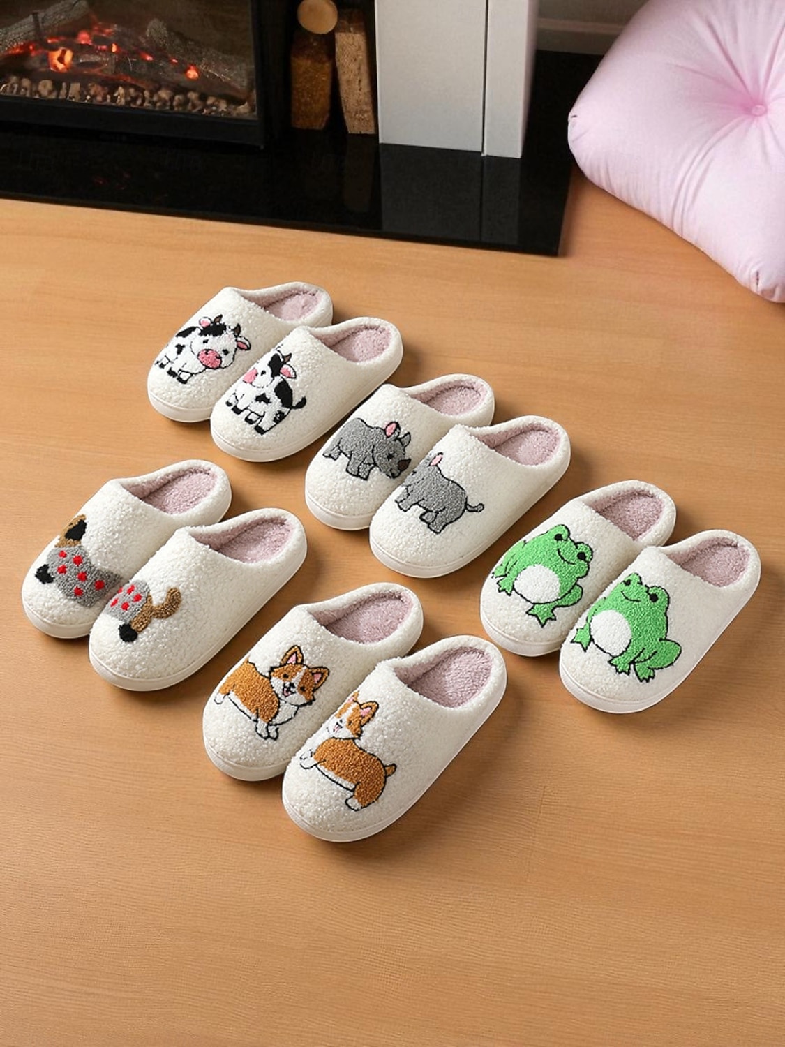 Pantufas femininas de lã sintética branca com estampa fofa de corgi – chinelos confortáveis de inverno para casa, quarto e sala de estar de 2025 por $18.99 –P1