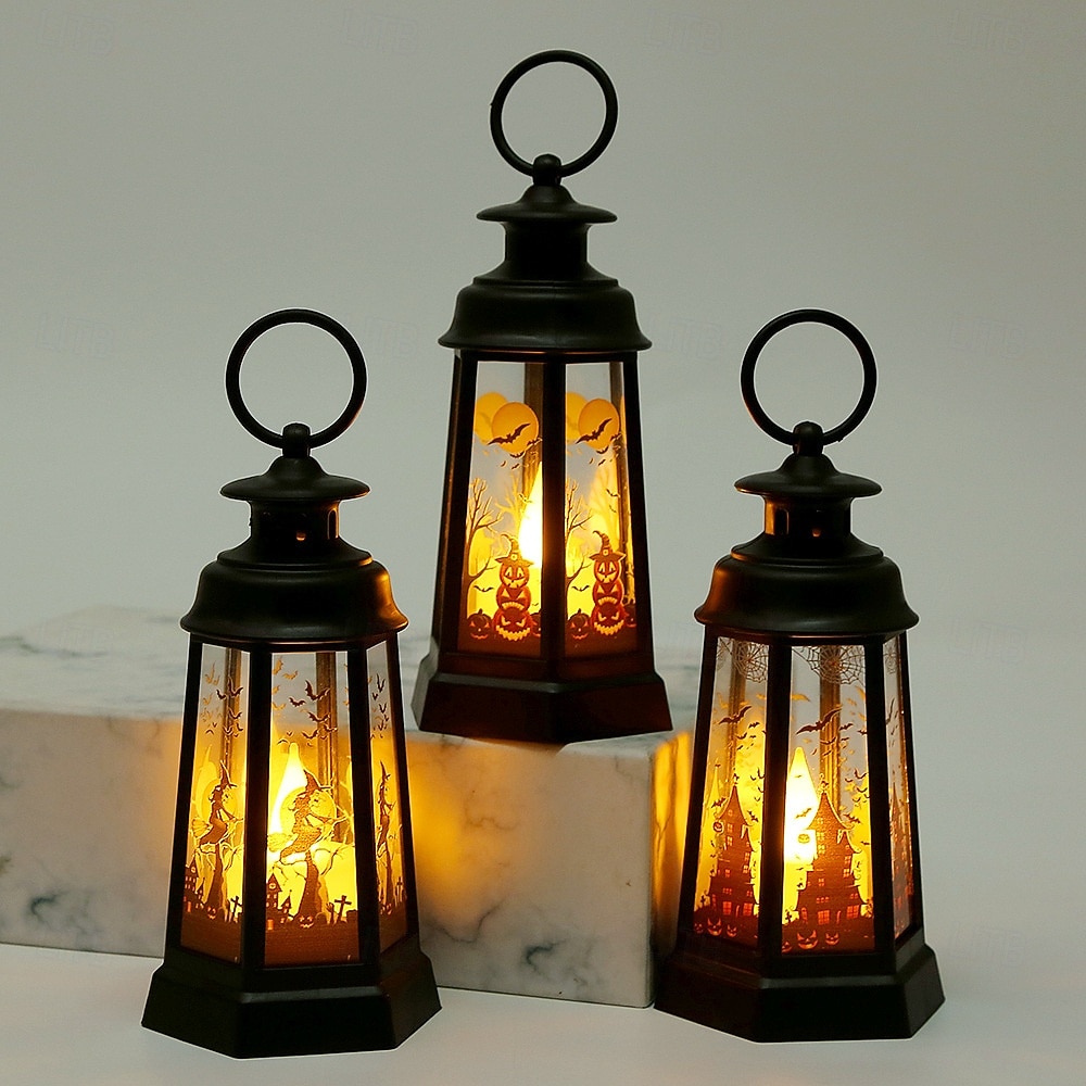 1 pc 14,5 cm halloween dekorative led wind licht desktop ornament retro hexagonal led wind licht party dekoration prop anhänger 2025 - $4.99 –P9