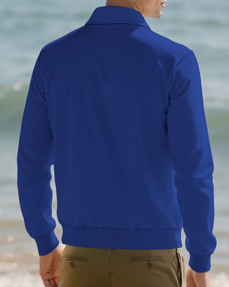 Homens jaqueta leve Jaqueta Waffle Jaqueta casual Férias Diário Respirável Bolsos Primavera Outono Tecido Moda Clássico Lapela Padrão Preto Branco Azul Royal cáqui Cinzento Casaco de 2026 por $21.99 –P7