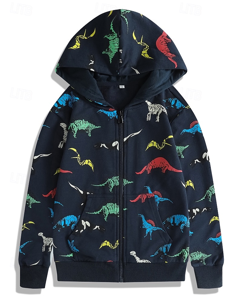 Barn Pojkar hoodie med dragkedja Tecknat Långärmad Dragkedja Höst Grundläggande Bomull Utomhus 2025 - $30.99 –P1