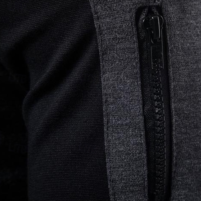 Hombre Sudadera Sudadera Con Capucha Pull-over Sudadera con capucha y botones Negro Gris Cuello Barco Cuello Mao Plano Retazos Bloque de Color Deporte Casual Diario Poliéster Ropa de calle Fresco 2025 - $39.99 –P5