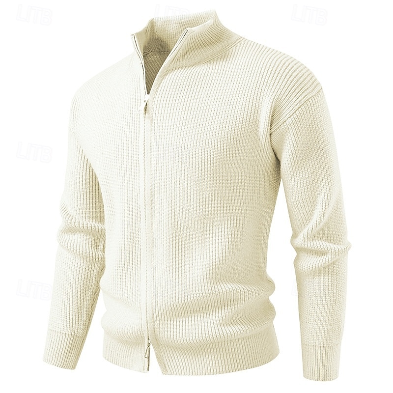 Herren Pullover Kleid Pullover Strickjacke Reißverschluss-Pullover Strickpullover Gerippt Stricken Normale Oberteile Gestrickt Gerippt Einfach Stehkragen Mode Schals Lässig Alltagskleidung Bekleidung 2025 - $37.99 –P2