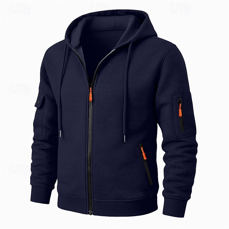 Hombre Sudadera Sudadera con capucha y cremallera completa Sudadera con capucha de lana Sudadera táctica con capucha Negro Azul Marino Caqui Gris Claro Gris Oscuro Con Capucha Plano Cremallera 2025 - $23.99 –P2