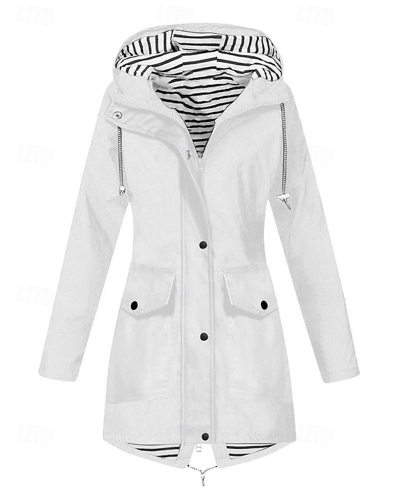 Mulheres Casaco com capuz Manter Quente Confortável Zíper Bolsos Moda Tecido Para Noite Casual / Diário Zíper Longo Com Capuz Normal Manga Longa agasalhos Branco Amarelo Vermelho Outono Inverno de 2025 por $33.99 –P5