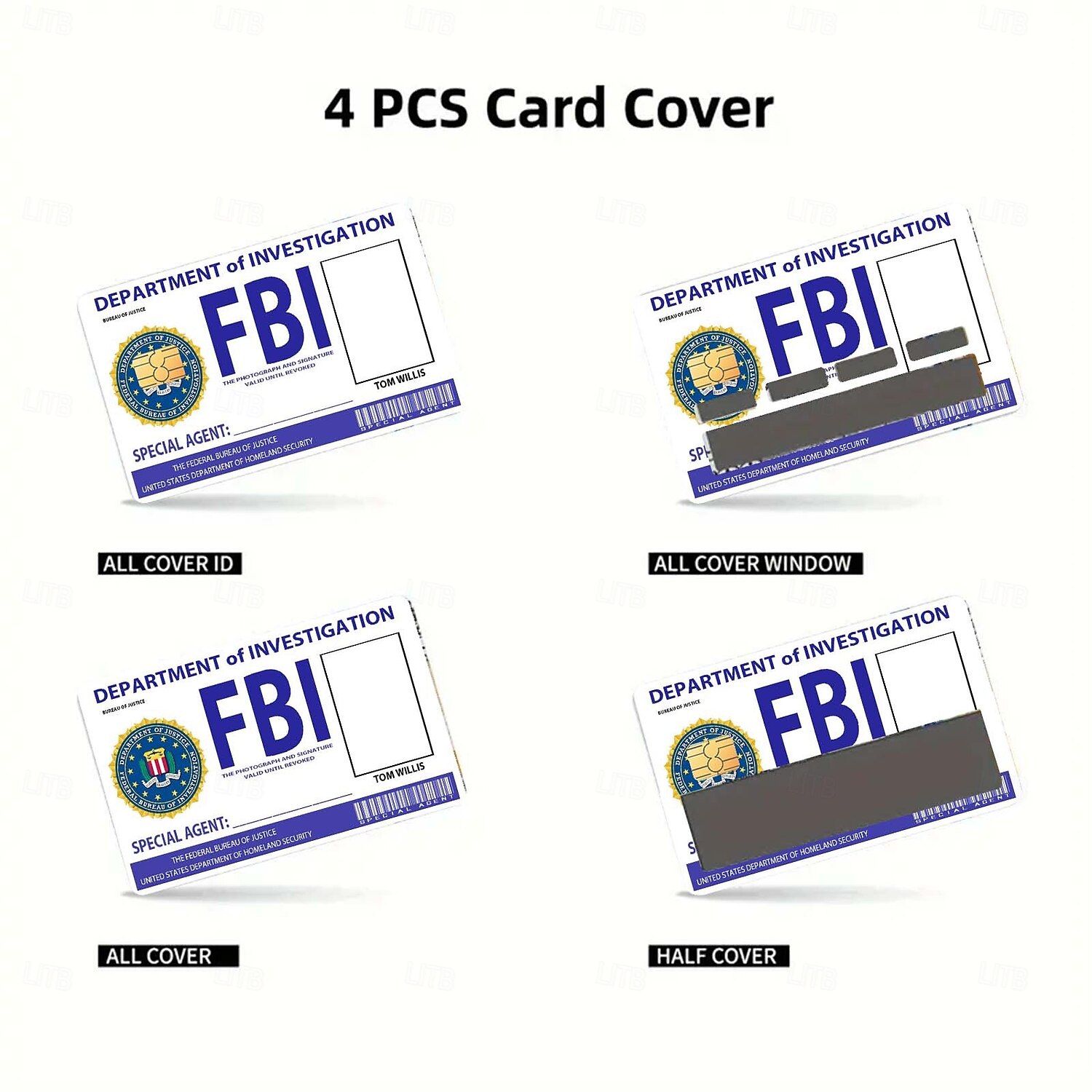 Набор из 4 скинов карт секретных агентов для косплея FBI/ICE Designs &подарочный набор наклеек матовый идентификатор &Декоративные наклейки для кредитных карт, персонализированные стильные наклейки 2026 - $12.99 –P10