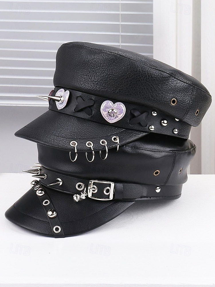 Femmes Beret Tissu en polyester faux cuir Punk ancien Style Gothique Automne Hiver Toutes saisons de 2025 ? $18.99 –P5