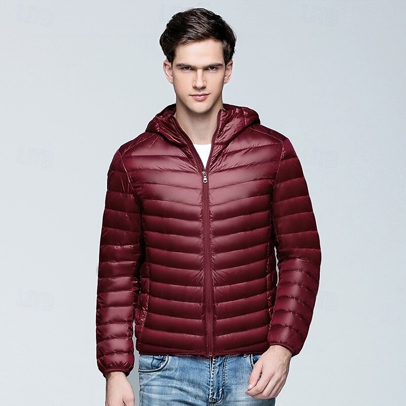 Męskie Płaszcz zimowy Dół kurtka puchowa Kurtka pikowana Kieszeń 50% biały puch kaczy Urlop Dzienne zużycie Randka Regularny Moda Codzienny Wygodny Keep Warm Jesień i zima Jednolity/zwykły kolor Wino 2026 - $45.99 –P8