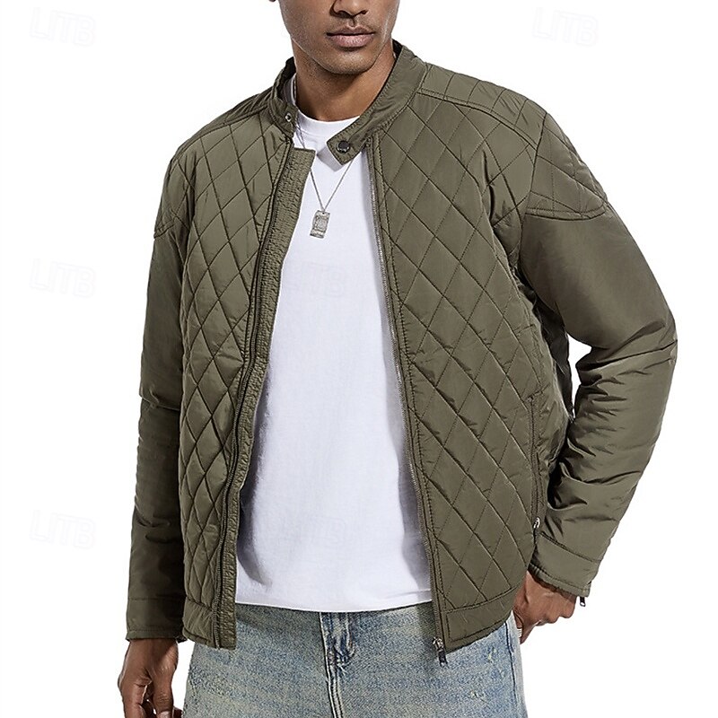 Herr Vinterkappa Quiltad jacka Anorak Ficka Polyester Semester Dagliga kläder Datum Normal Mode Ledigt Bekväm Håller värmen Vinter Enfärgad / vanlig färg Svart Kaki Armégrön Mörkblå Pufferjacka 2025 - $57.99 –P13