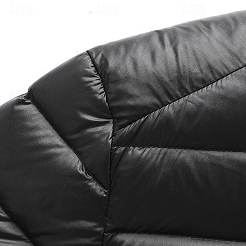 Férfi Télikabát Puffer dzseki Párnázott dzseki Zseb Polyster Vakáció Hétköznapi viselet Randi Szokványos Divat Alkalmi Kényelmes Melegen tartani Tél Egyszínű / Sima szín Bor Fekete Tengerészkék 2025 - $22.99 –P4