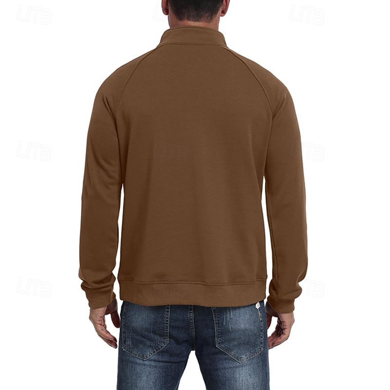 Ανδρικά Πουλόβερ Φούτερ με φερμουάρ Μαύρο Πράσινο Χακί Χακί Καφέ Γκρίζο Όρθιος γιακάς Σκέτο Τσέπη Αθλήματα & Ύπαιθρος Καθημερινά Αργίες Πολυεστέρας Κομψό στυλ street Βασικό Καθημερινό Άνοιξη Φθινόπωρο 2026 - $29.99 –P2