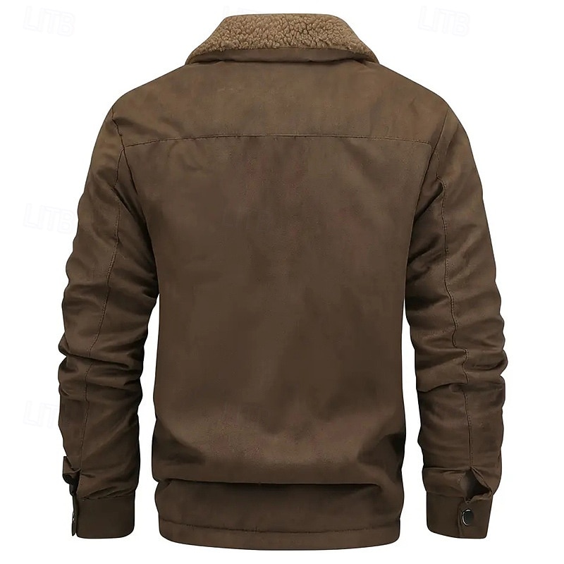 Per uomo Giacca in finta pelle scamosciata Giacca Sherpa Giacca in Camoscio Marrone Casuale Quotidiano Calore Termico Tasca Autunno Inverno Attivo Vintage Regolare Nero Caffè Grigio Giacca del 2025 a $45.99 –P3