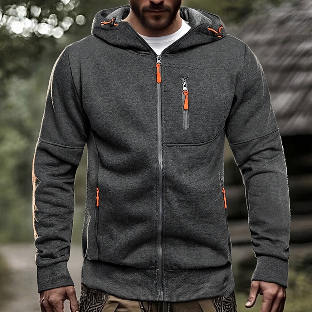 Herren Kapuzensweatshirt Vollreißverschluss-Kapuzensweatshirt Schwarz Weiß Wein Armeegrün Marineblau Mit Kapuze Einfach Reißverschluss Tasche Sport & Outdoor Täglich Ferien Polyester Streetwear Basic 2025 - $15.99 –P1