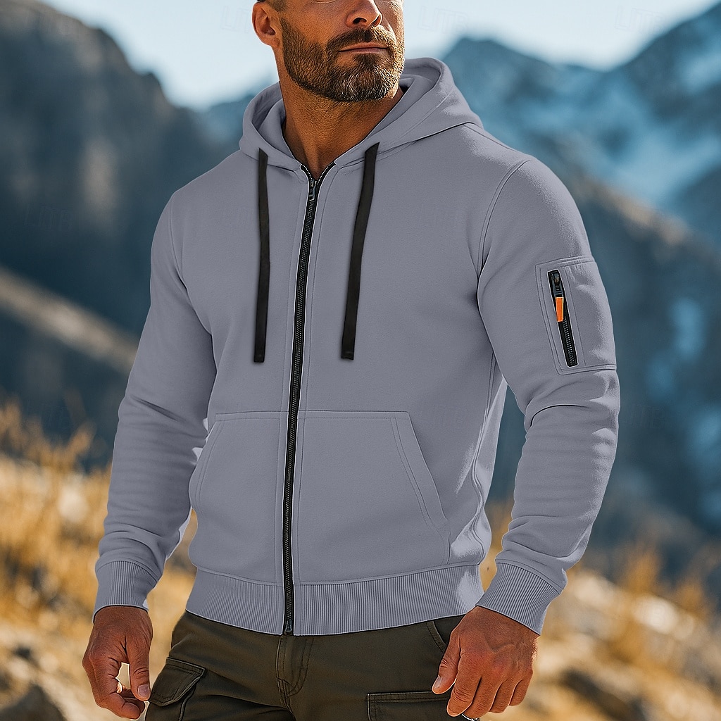 Per uomo Felpa con cappuccio Felpa con cappuccio e zip corta Felpa con cappuccio in pile Felpa con cappuccio tattica Nero Bianco Verde militare Rosso Borgogna Con Cappuccio Semplice Cerniera del 2025 a $23.99 –P7