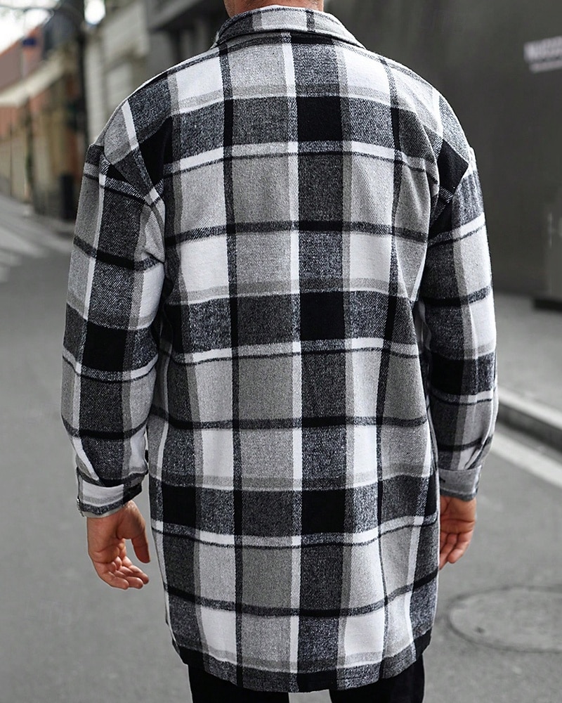 Bărbați Shacket Jachetă cămașă Jachete Iarnă Plisat Vacanță Purtare Zilnică Negru Roșu Vin Portocaliu Kaki Manșon Lung Rever Toamnă Iarnă Îmbrăcăminte Buzunar 2025 - $51.99 –P2