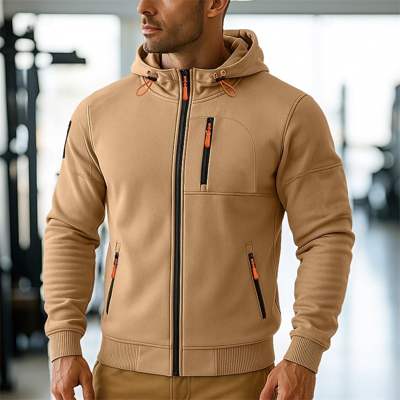 Per uomo Felpa con cappuccio Felpa con cappuccio a zip intera Felpa con cappuccio in pile Felpa con cappuccio tattica Nero Bianco Borgogna Blu marino Blu Con Cappuccio Semplice Cerniera Sport del 2025 a $23.99 –P1