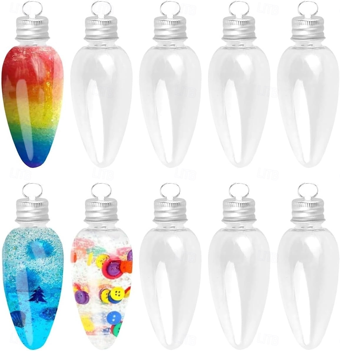 10 buc ornamente de Crăciun pentru becuri, recipient umplător pentru becuri transparente cu capace cu filet, borcan de plastic pentru bomboane, recipient umplător pentru becuri, ornament agățat, perfect pentru meșteșuguri DIY, bomboane, suc. 2025 - $6.49 –P1