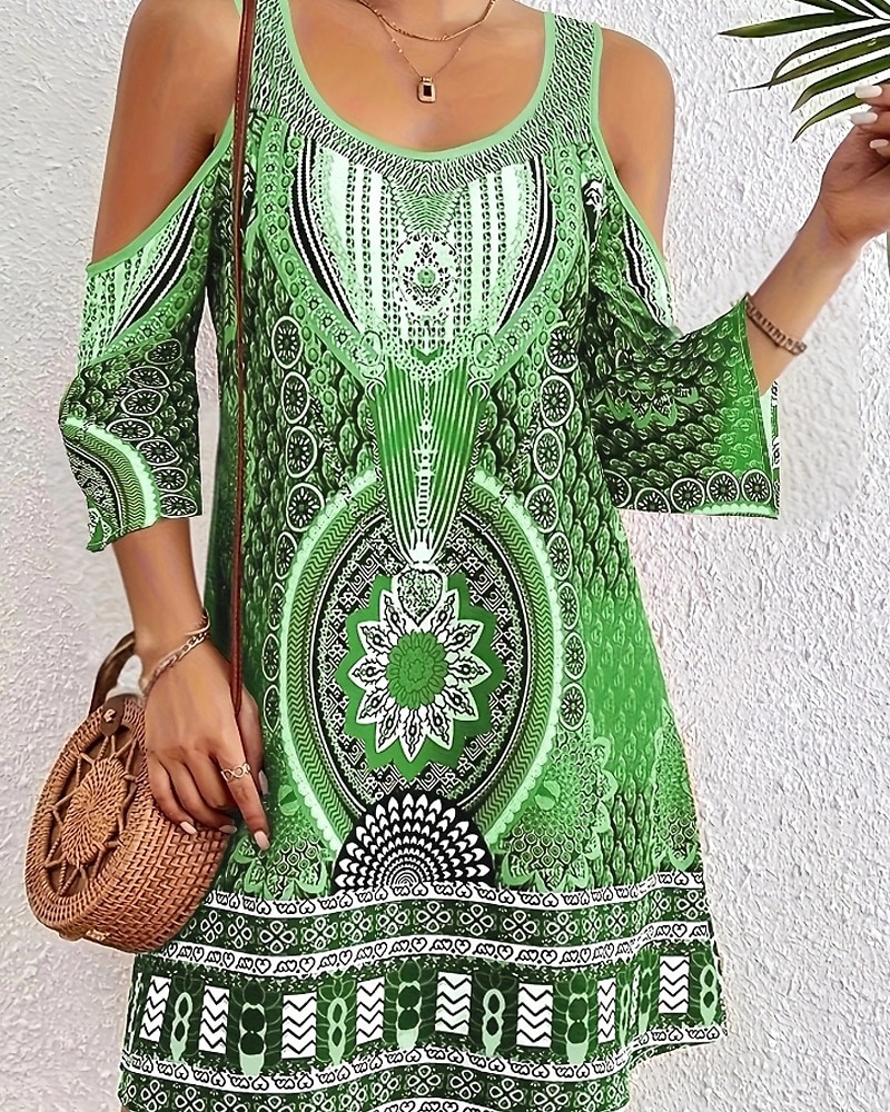 Femmes Robe Midi Robe bohème Classique Moderne Vacances Fête Sortir Coupe régulière Fleur Sans manches Col ras du cou Bleu Violet Marron Vert Automne de 2025 ? $19.99 –P7